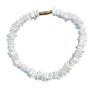 White Puka Shell Beaded Anklet
